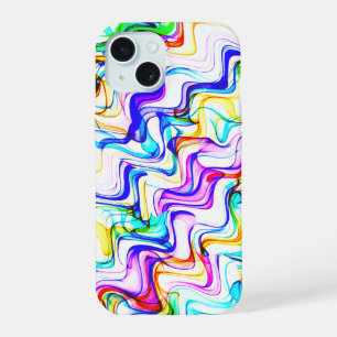 Cool Multicolored Wavy Zig Zag Pattern iPhone 15 Case