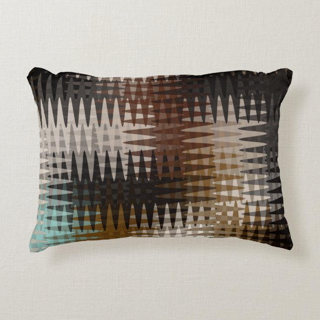 Cool Multicolored Wavy Zigzag Pattern Decorative Cushion (Front)