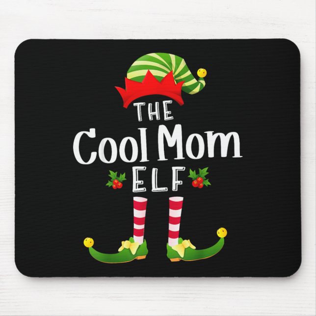 Cool Mum Christmas Elf Matching Pajama X-mas Party Mouse Pad (Front)