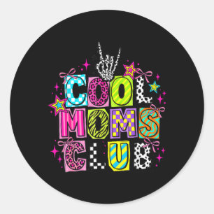 Cool Mum Club Retro Leopard Disco Hand Fun Humour Classic Round Sticker