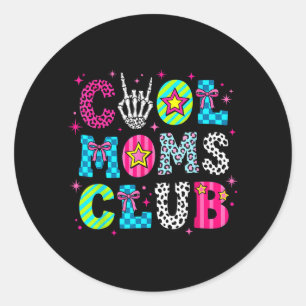 Cool Mum Club Retro Leopard Disco Hand Fun Humour Classic Round Sticker