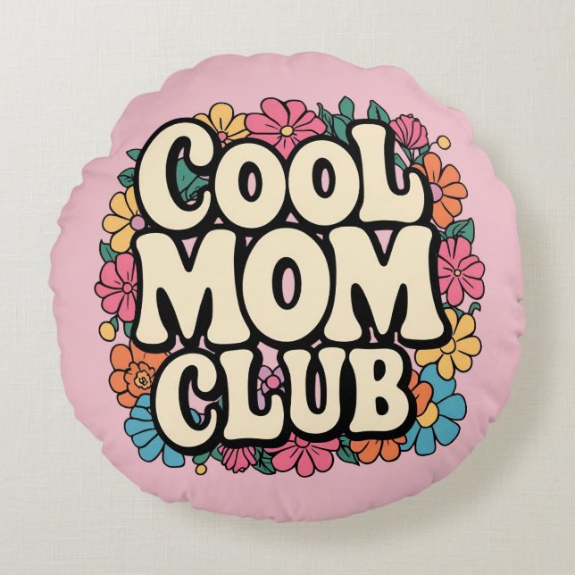 Cool Mum Club Round Pillow – Trendy Mother’s Day (Front)