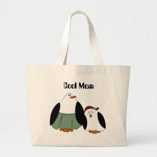 Cool Mum Cute Cartoon Penguins Large Tote Bag