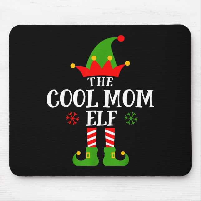 Cool Mum Elf Funny Matching Family Christmas Pajam Mouse Pad (Front)