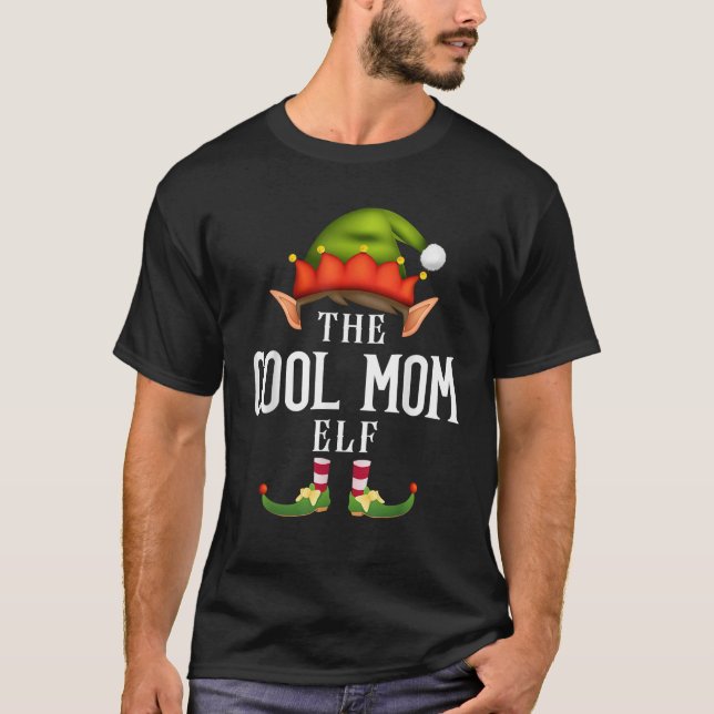Cool mum Elf Group Funny Christmas Pajama Party  T-Shirt (Front)