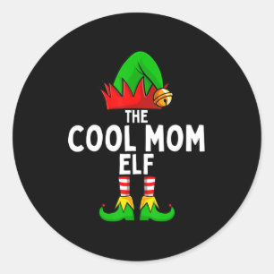Cool Mum Elf Matching Family Christmas Women  Classic Round Sticker