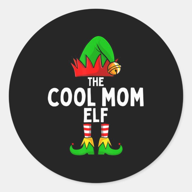 Cool Mum Elf Matching Family Christmas Women  Classic Round Sticker (Front)