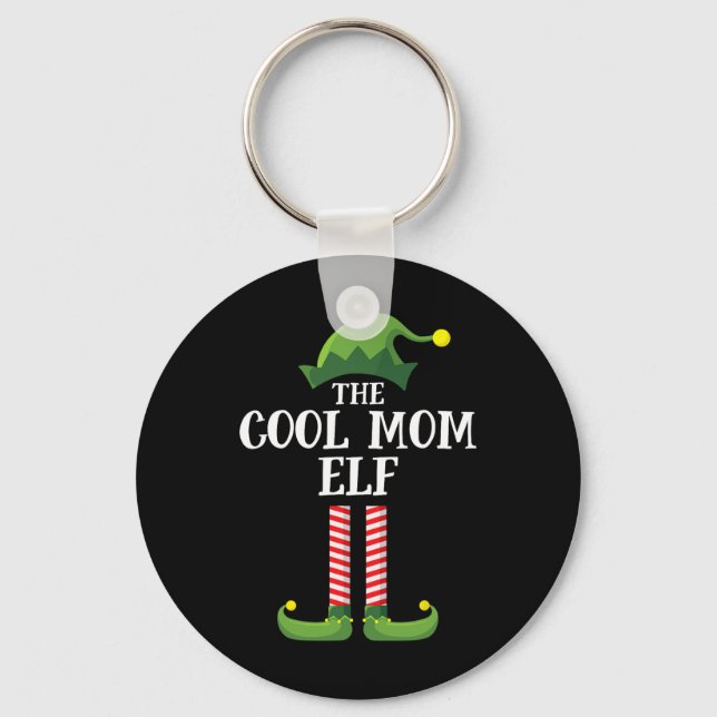 Cool Mum Elf Matching Family Group Christmas Party Key Ring (Front)