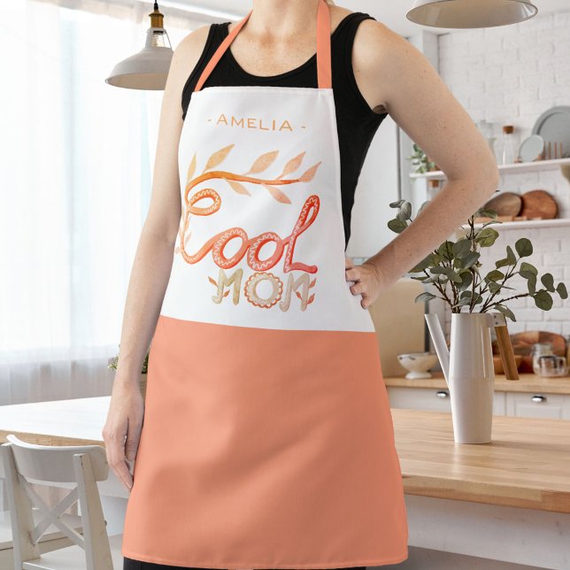 Cool Mum Hand Lettering Drawing Mother`s Day Apron (Creator Uploaded)