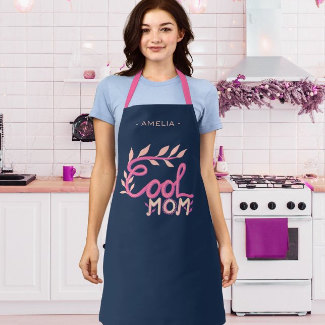 Cool Mum Hand Lettering Drawing Mother`s Day Apron (Creator Uploaded)