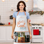 Cool Mum Hand Lettering Mother`s Day 4 Photo  Apron<br><div class="desc">Cool Mum Hand Lettering Mother`s Day 4 Photo Apron. Artistic handwriting and drawing in orange and blue. Add 4 photos and name and make a great gift for best mum for Mother`s Day,  birthday or Christmas.</div>