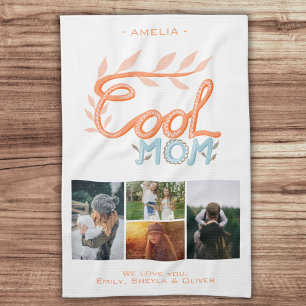 Cool Mum Hand Lettering Mother`s Day 4 Photo Tea Towel