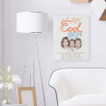 Cool Mum Hand Lettering Mother`s Day Photo  Faux Canvas Print<br><div class="desc">Cute Cool Mum Hand Lettering Mother`s Day Photo Canvas. Trendy orange and pastel blue handwriting. Customise the message,  names and add your photo. A sweet gift for a mother for Mother`s Day,  birthday or Christmas.</div>