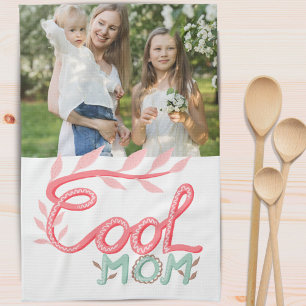 Cool Mum Hand Lettering Mother`s Day Photo Tea Towel