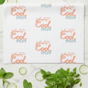 Cool Mum Hand Lettering Pattern Mother`s Day  Tea Towel