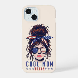 Cool Mum Votes Vintage Messy Hair Lady Election iPhone 15 Case