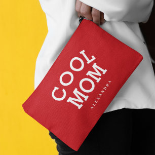 Cool Mum White Red Custom Name Mother's Day Accessory Pouch