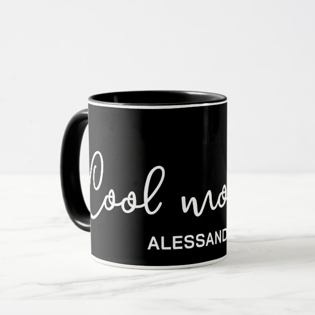 Cool mummy monogram black white typography simple  mug (Front Left)
