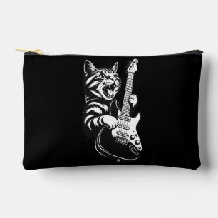 Cool Music Love Rock Cat Playing Electric Guitar Accessory Pouch