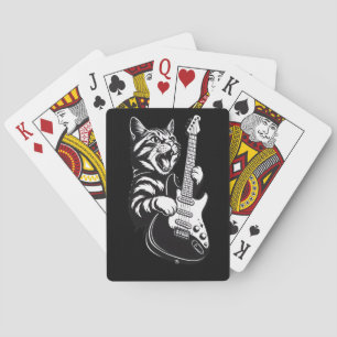 Cool Music Love Rock Cat Playing Electric Guitar Cards