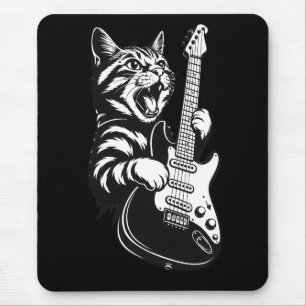 Cool Music Love Rock Cat Playing Electric Guitar Mouse Pad