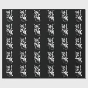 Cool Music Love Rock Cat Playing Electric Guitar Wrapping Paper