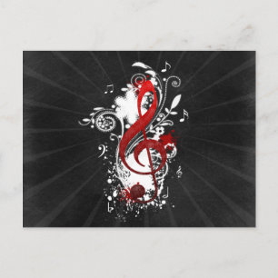Cool Music notes dotted swirls flowers splatter Postcard