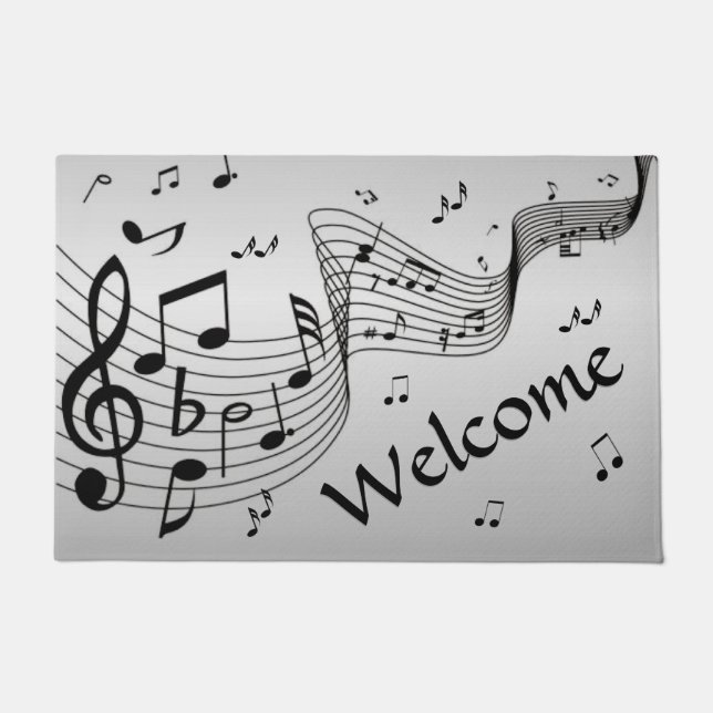 Cool Music Notes Welcome Doormat (Front)