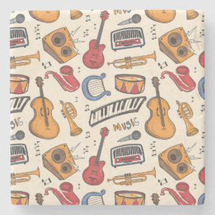 Cool Music Themed Piano Drums Guitar Violin More Stone Coaster