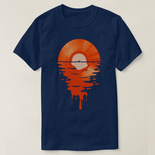 Cool Music Vinyl Retro Orange T-Shirt (Design Front)
