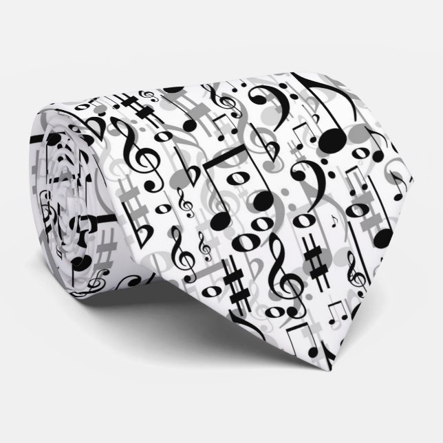Cool Musical Notes and Symbols Random Pattern Tie (Rolled)