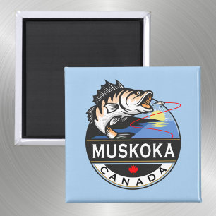 Cool Muskoka Canada Fishing Outdoors Crest Magnet
