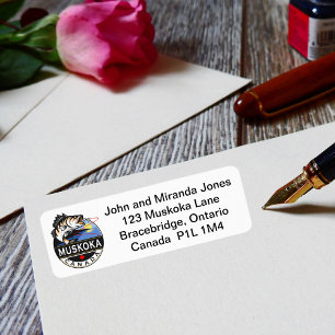 Cool Muskoka Canada Fishing Outdoors Crest Return Address Label