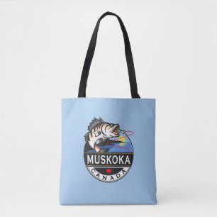 Cool Muskoka Canada Fishing Outdoors Crest Tote Bag