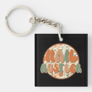 Cool Nail Hustler Nail Salon Floral Key Ring
