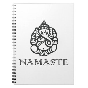 Cool Namaste Ganesh Design B/W Notebook