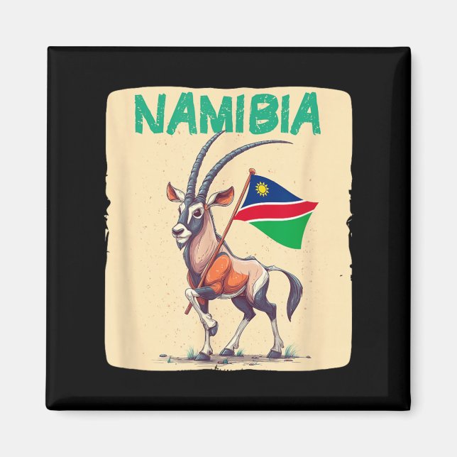 Cool Namibia Flag with Gemsbok Animal Graphic Magnet (Front)