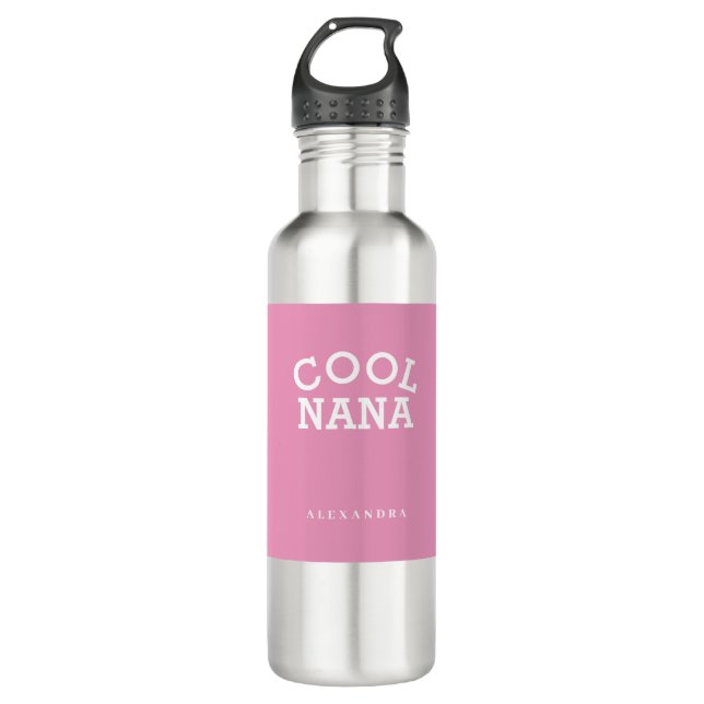 Cool Nana White Pink Custom Name Mother's Day 710 Ml Water Bottle (Front)