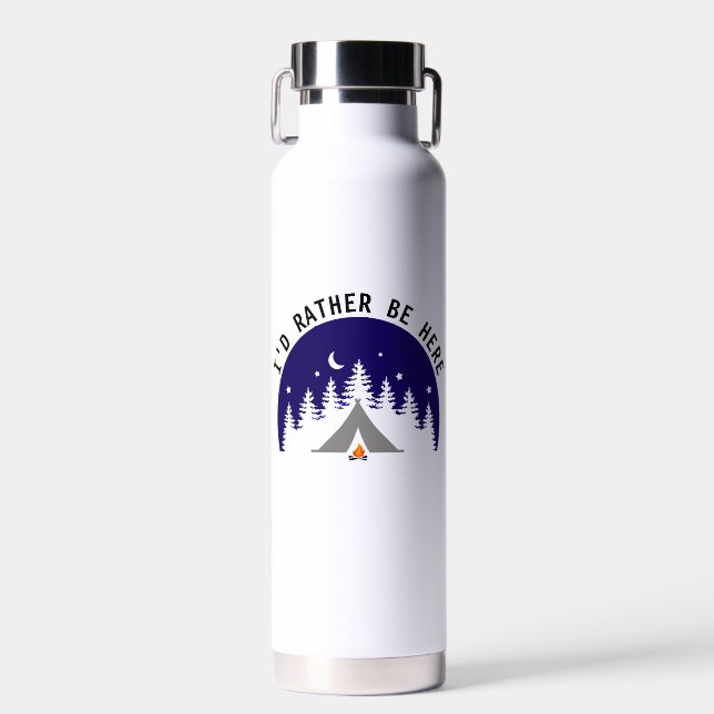 Cool Nature Camping Campfire Design Custom Water Bottle (Front)