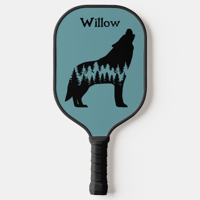 Cool Nature Outdoor Trees | Wolf Modern Monogram  Pickleball Paddle (Back)