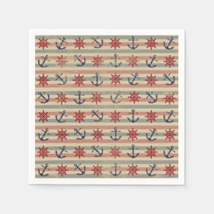 Cool nautical anchors and boat steering wheels napkin