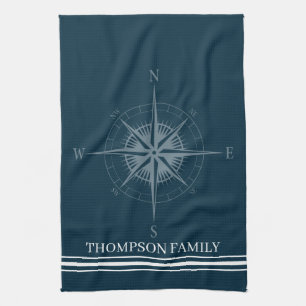 Cool Nautical Compass Personalised Tea Towel