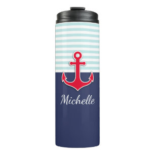 Cool Nautical Navy Blue Design Personalised Thermal Tumbler