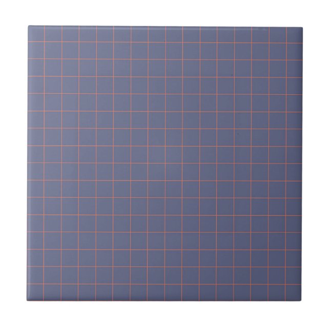 Cool Navy Blue & Terracotta Chequered Pattern  Ceramic Tile (Front)
