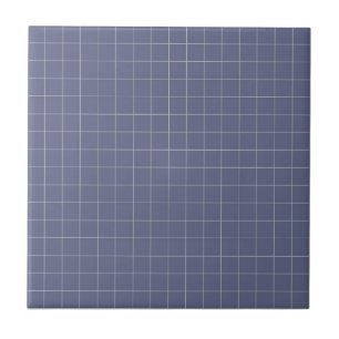 Cool Navy Blue & White Chequered Retro Minimalist Ceramic Tile