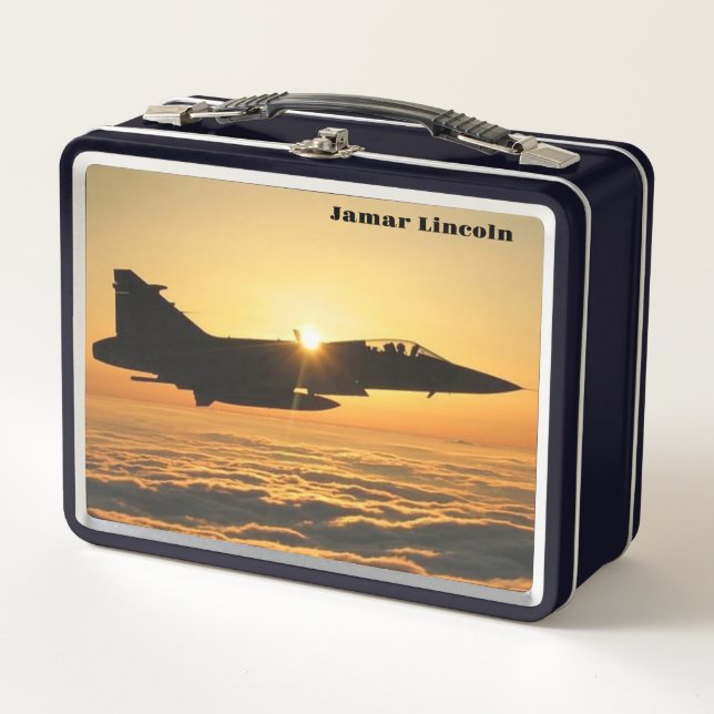 Cool Navy Jet Metal Lunch Box (Front)