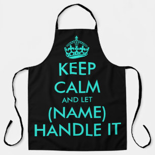 Cool neon blue and black keep calm barbecue apron