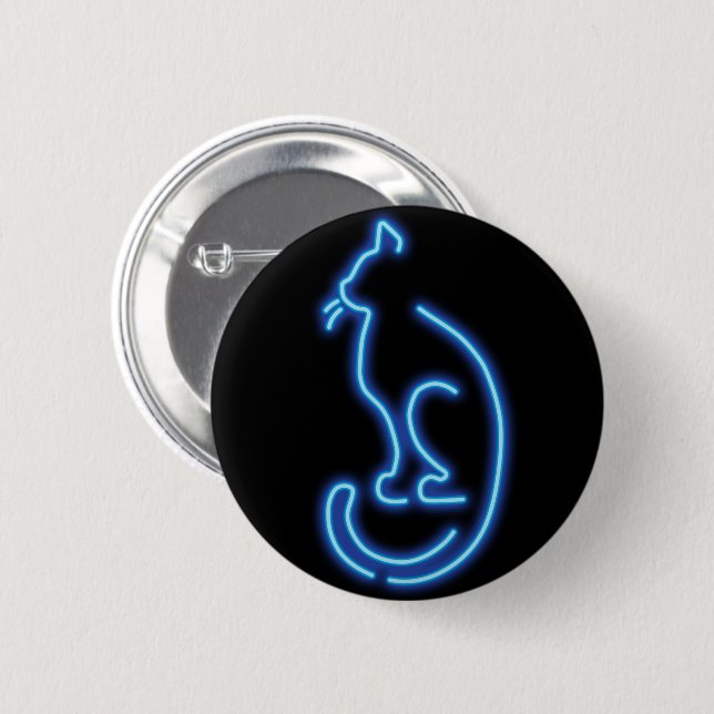 Cool Neon Cat 6 Cm Round Badge (Front & Back)