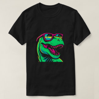 Cool Neon Dinosaur with Sunglasses   T-Shirt