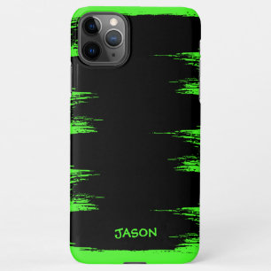 Cool Neon Green Brush Stroke Background Customised iPhone 11Pro Max Case